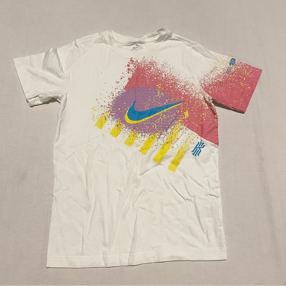 Nike Dri-Fit Kyrie Irving Basketball T-Shirt Youth Large White Pink Yellow